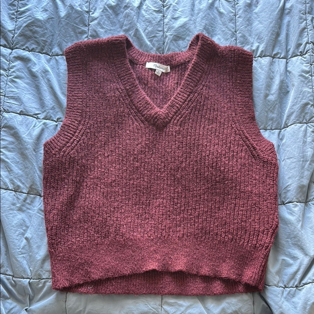 Madewell Burgundy Sweater Vest, Large